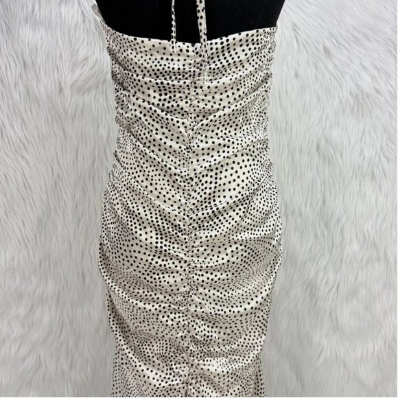 Jessica McClintock Vintage Satin Mermaid Dress Polka Dot Halter Gown Maxi Glam‎ - Picture 8 of 16